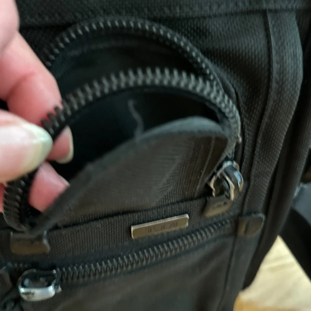 Tumi Alpha Expandable Black Nylon Satchel Crossbody